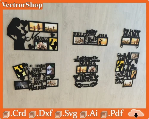 Portarretratos personalizados para mamá - Vectores CNC láser para portafotos decorativos