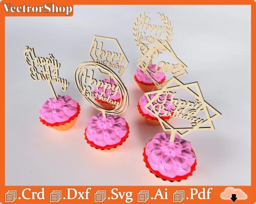 Topper de torta de amor personalizable - Archivos SVG, DXF, CRD, PDF para corte láser