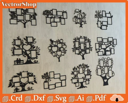 Siluetas de Árboles para Cortes Láser - Archivos SVG, DXF y CDR para Marcos de Foto
