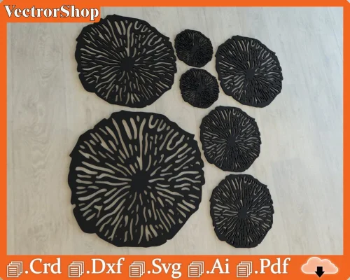 Floating Plants Vector for Laser Cutting - High-Quality Digital Artwork