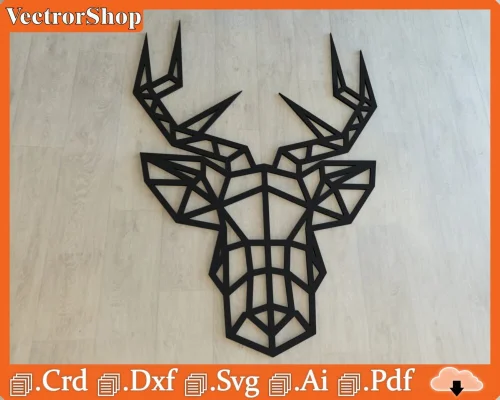 Vector de Venado Geométrico para Corte Láser - Diseño de Animales para CNC