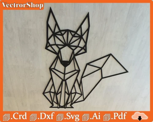 Zorro Geométrico para Corte Láser - Patrón CNC de Animales Modernos y Decorativos