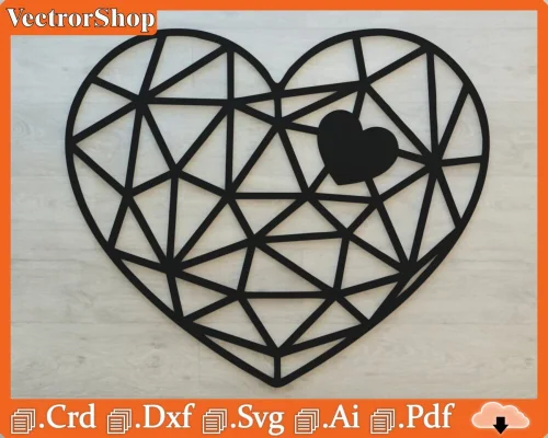 Siluetas Geométricas de Corazones para Corte CNC Láser - Vectores de Amor Personalizados