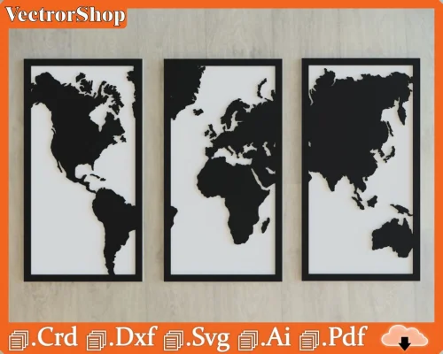 Plantilla de Corte Láser del Mapa del Mundo - Archivo CNC para Decoración y Proyectos Creativos