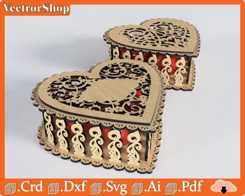 Caja de amor en forma de corazón para corte láser CNC - Diseño exclusivo y personalizable