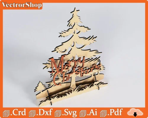 Vector CNC para corte láser: Árbol de Navidad y adornos navideños personalizables