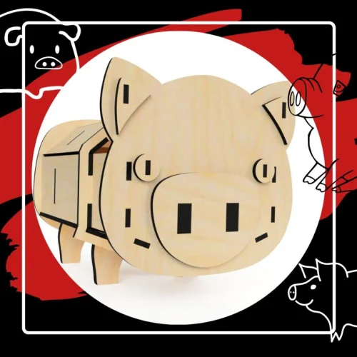 Cajón de Chancho para Corte Láser CNC - Diseño con Compartimiento de Alcancía y Archivos de Corte