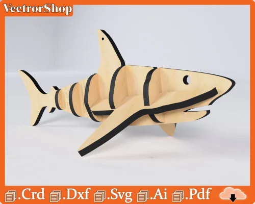 Vector de tiburón para corte láser y CNC - Archivos de diseño para proyectos de animales