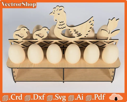 Soporte para Huevos de Gallina Ponedora - Vectores CNC para Corte Láser en Cocina