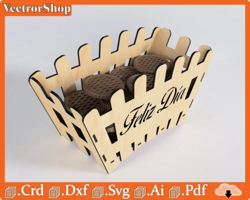 Caja de palomitas de maíz para cine - Abanico feliz día, diseño CNC vectorial