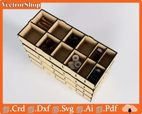 Organizador Encajable de Madera para Corte CNC Láser - Diseño Personalizado y Funcional