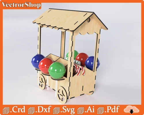 Carreta de Dulces para Corte Láser - Diseño Personalizable Ideal para Fiestas y Eventos