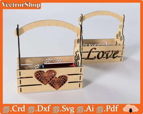 Cestas decorativas SVG para corte láser | Canastas de almacenamiento personalizadas