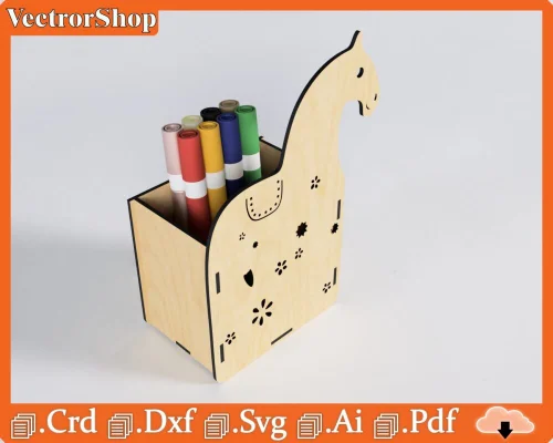 Portalápices Caballo para Corte Láser CNC - Organizador Creativo de Escritorio Personalizado