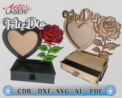 PORTA RETRATO CHOCOLATERA, CDR, DXF, PDF y SVG. Ensamble sencillo, sin adhesivos. Perfecto para ocasiones como Día de la Madre, cumpleaños o aniversarios.
