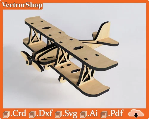 Plantilla Digital de Corte Láser CNC de Avión para Proyectos Creativos Personalizados