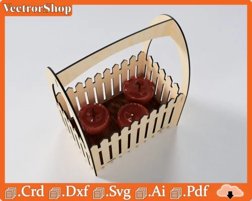 Cesta de Flores para Corte Láser | Diseño Exclusivo CNC para Decoración y Regalos