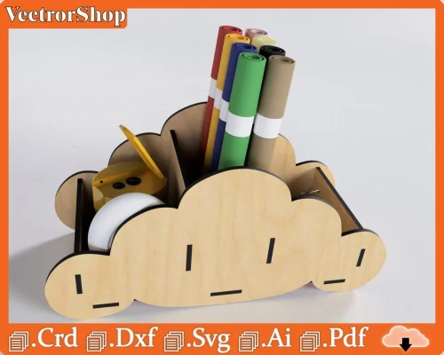 Nube Organizadora de Objetos - Diseño Vectorial para Corte Láser CNC y Almacenamiento Eficiente