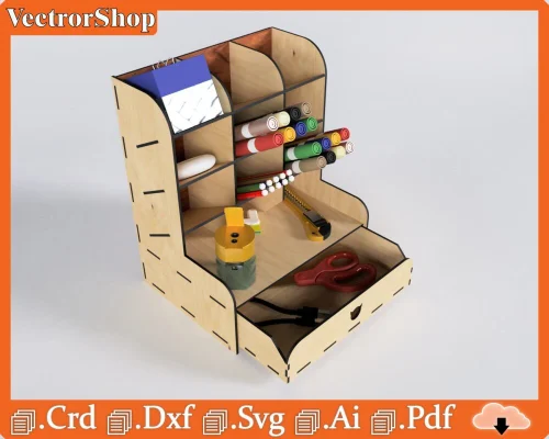 Organizador de Plumones Personalizado para Escritorio - Corte Láser CNC de Alta Precisión