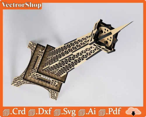 Rompecabezas 3D Torre Eiffel para Corte Láser CNC - Archivos Personalizables Descargables