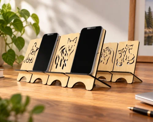 Soporte para celular personalizable en formato vectorial para corte láser CNC - Fácil de usar