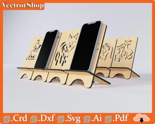 Soporte para celular personalizable en formato vectorial para corte láser CNC - Fácil de usar