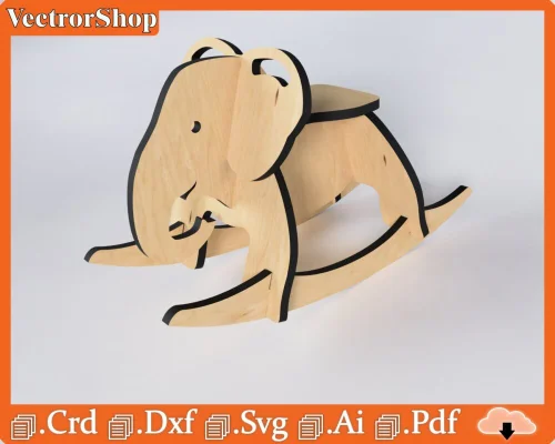 Elefante Balancín de Madera para Cortadora Láser CNC - Juguete Infantil Creativo y Educativo