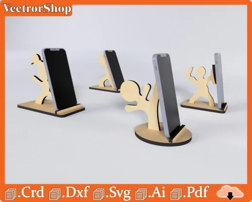 Soporte de Celular de Madera para Corte Láser – Diseño CNC Personalizado para iPhone y Otros Modelos