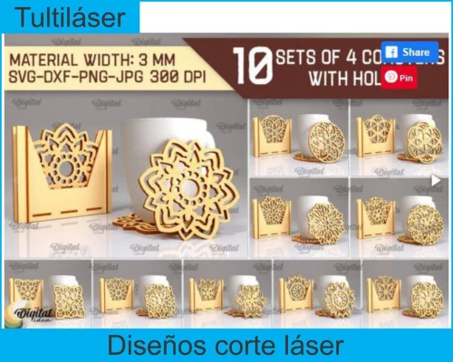 Paquete con 10 diseños de portavasos Mándalas