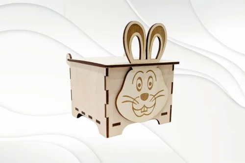 Caja regalo de Pascua con conejo, diseño para corte láser CNC, descarga digital (SVG DXF PDF)