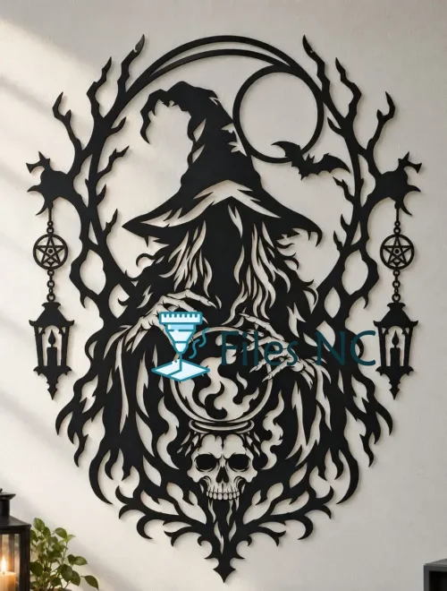 Arte de Pared de Bruja Gótica para Halloween – Corte Láser SVG DXF AI EPS PNG
