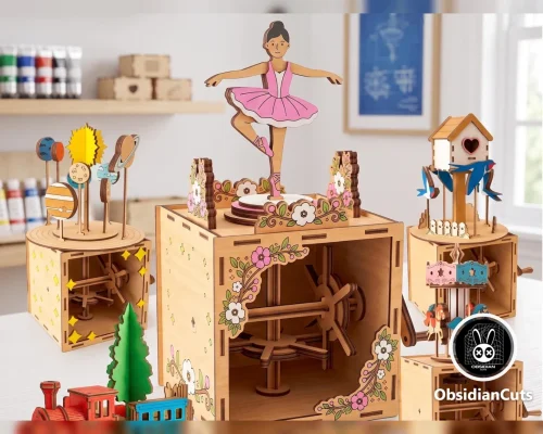 Nuevo Set de 5 Juegos Mecánicos 3D en Madera para Corte Láser