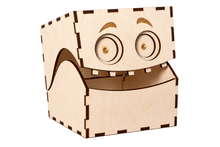 Cajas monstruo 3D de madera para corte láser, dos cajitas con caras divertidas para Halloween o regalos