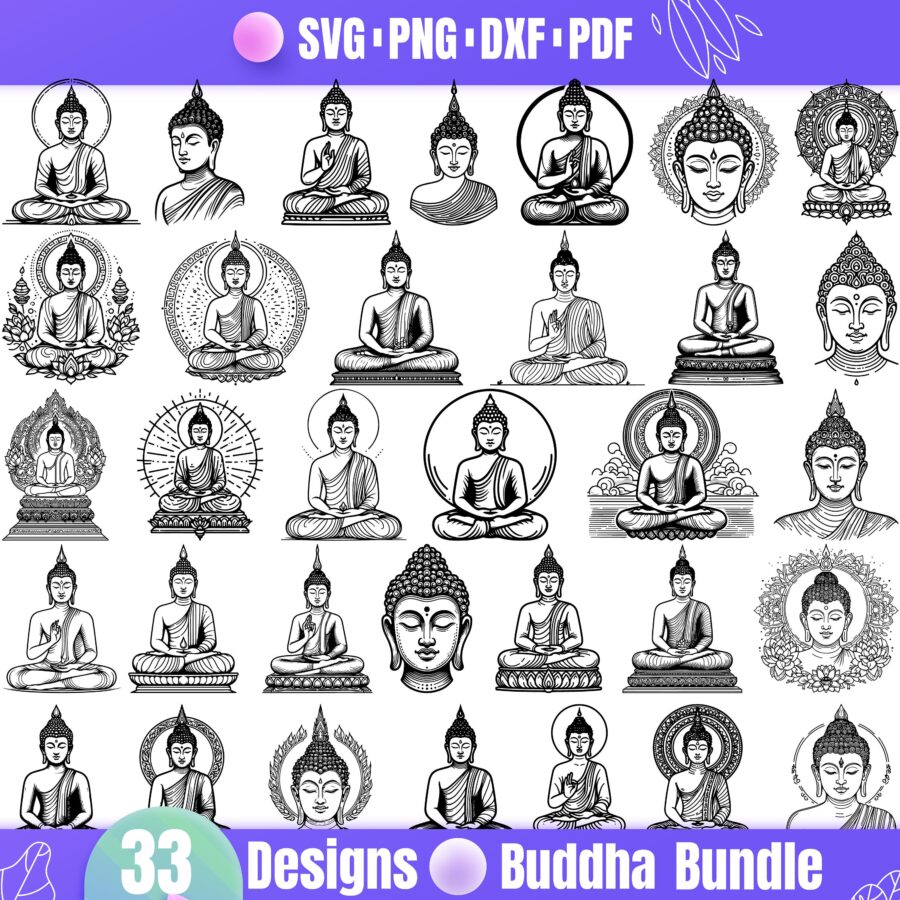 33 Buddha Designs for Engraving and Cutting - Zen Images | SVG, DXF ...