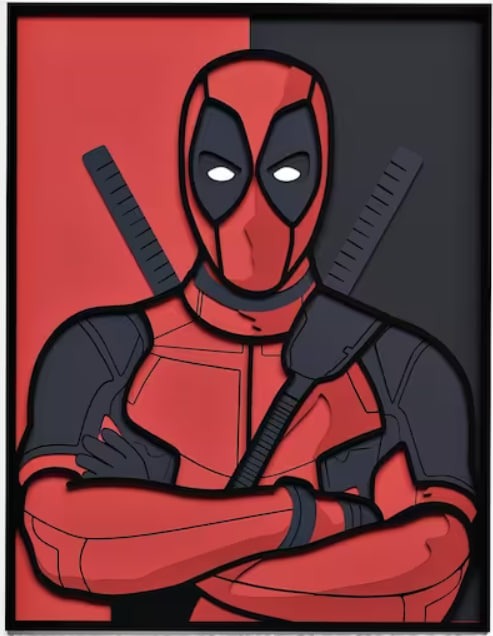 Cuadro por capas de colores de Deadpool para corte láser | SVG, DXF, AI ...