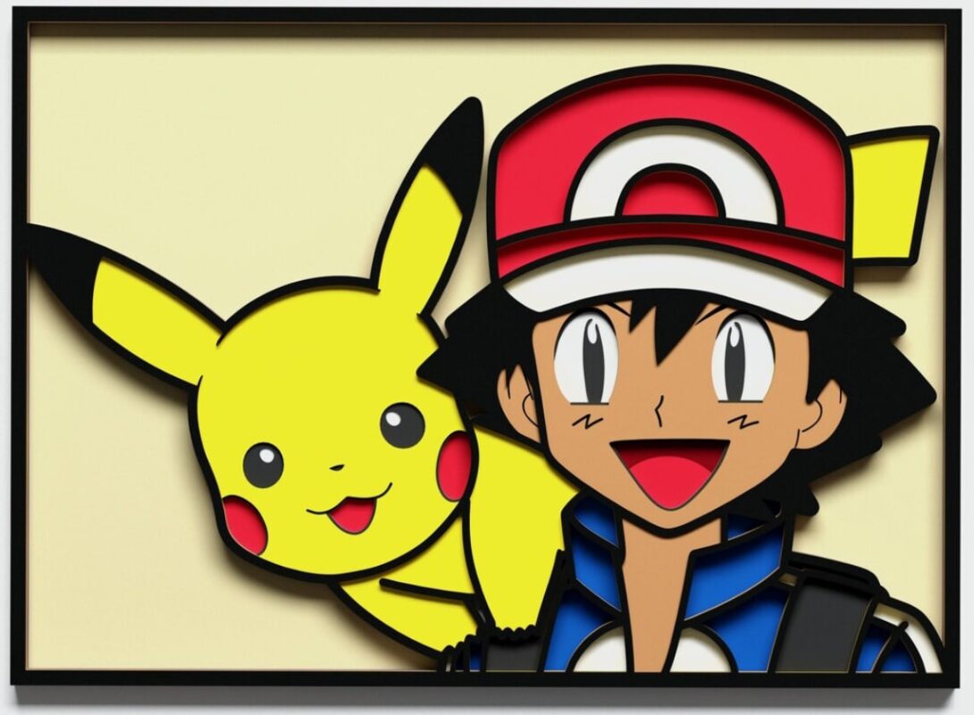 Pikachu Vector Graphics Layered Color Ash and Pikachu Wall Art for Laser Cutting | SVG, DXF, AI ...